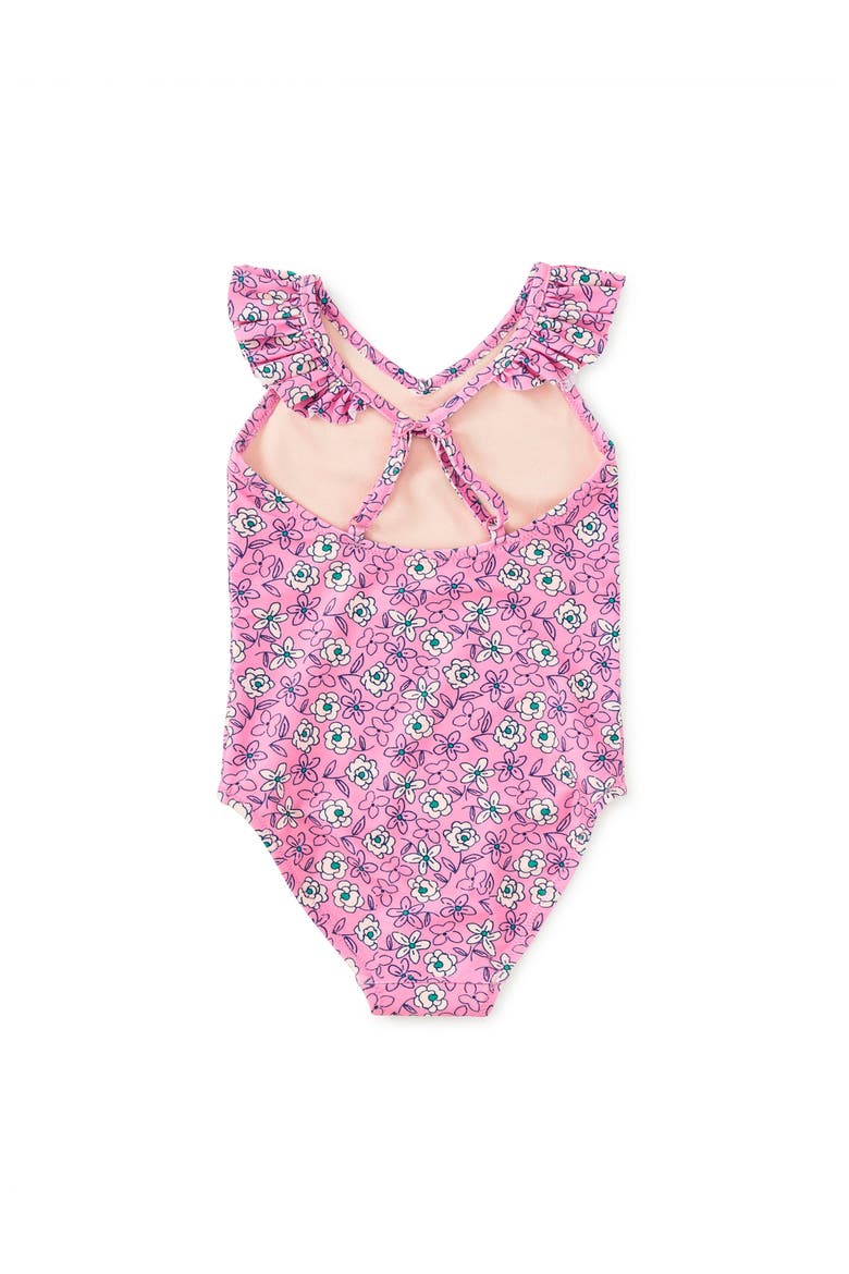 Ruffle One-Piece Swimsuit, Alternate, color, Carnation Toss