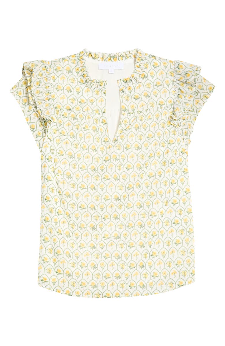 SUGARLIPS Jaimie Stripe Ramona Ruffle Cotton Top, Alternate, color, White-Yellow