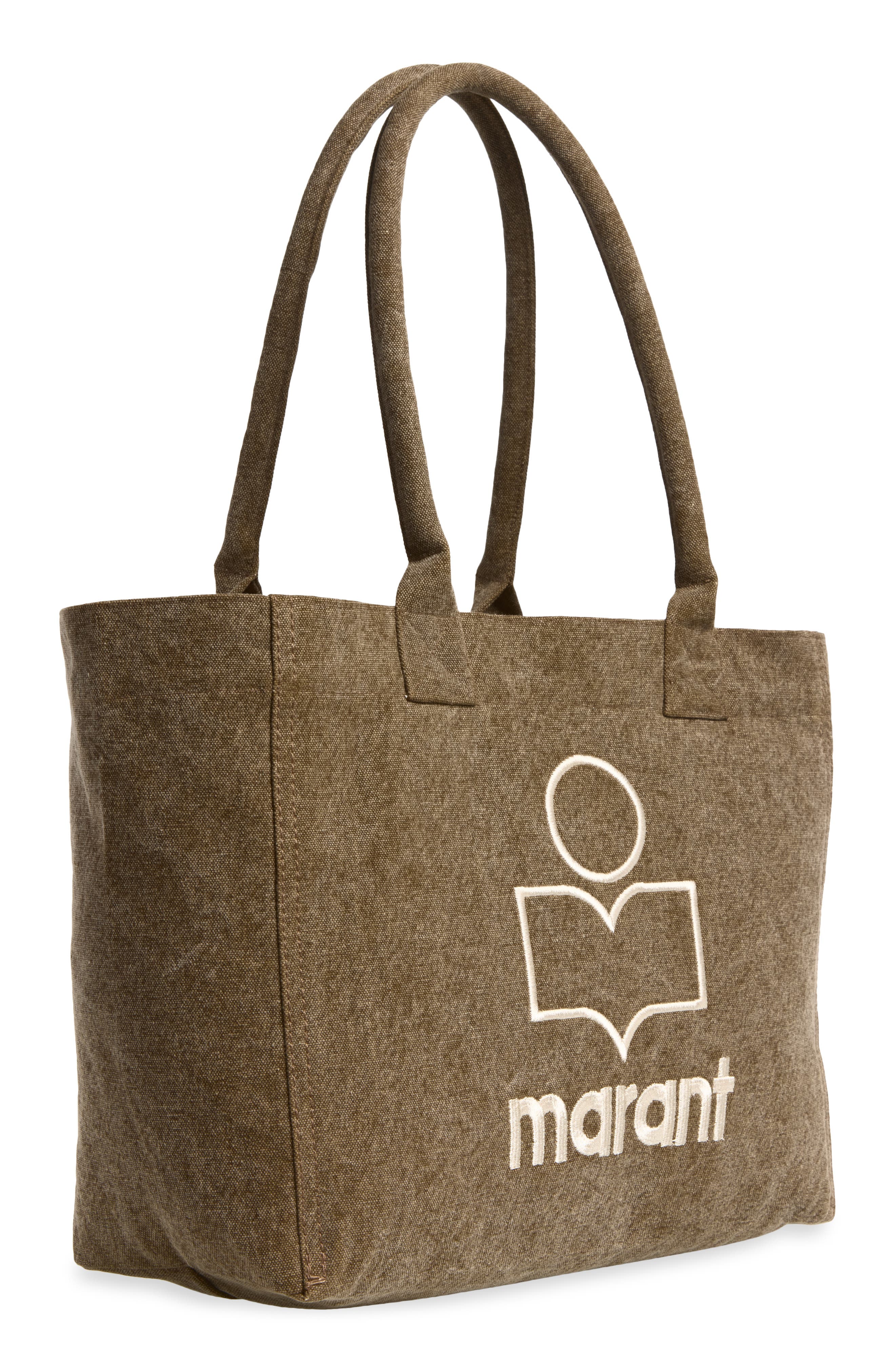 Yenky Zipped Embroidered Logo Canvas Tote, Alternate, color, DARK KHAKI