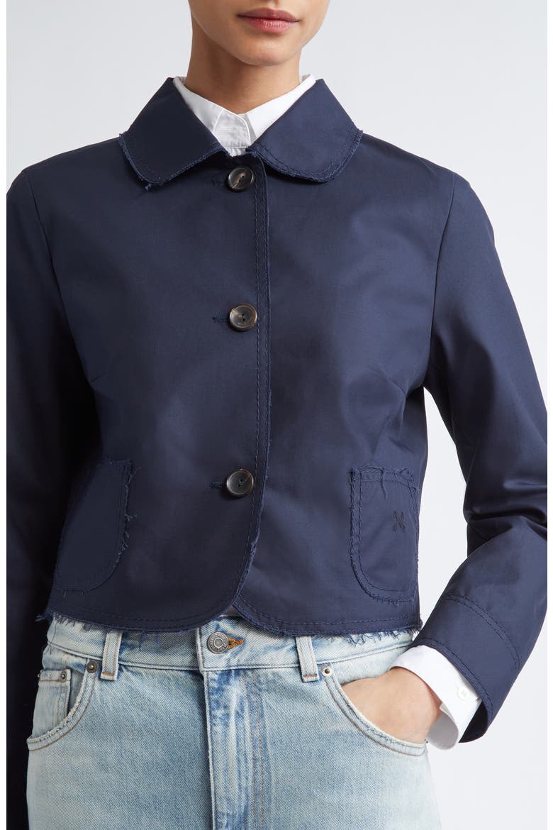 Raw Edge Cotton Crop Jacket, Alternate, color, MARINE