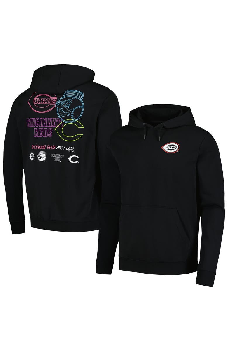 LEVELWEAR Men's Levelwear Black Cincinnati Reds Podium Vintage Pullover Hoodie, Main, color, 