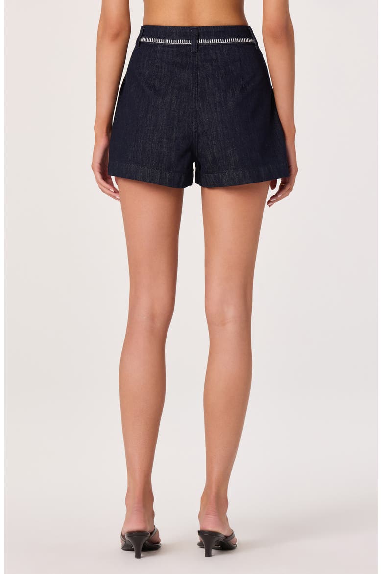 Bobbie Stitch Detail High Waist Shorts, Alternate, color, DARK DENIM