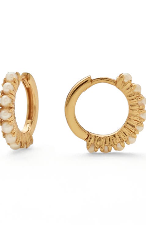 Pearl Huggie Hoop Earrings