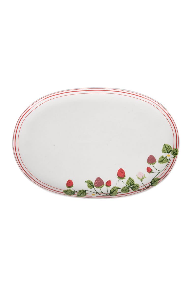 Dolomite Strawberry Platter Ceramic Serving Platter for Spring Indoor Use Gift Giving and Entertaining Dishwasher Safe, Main, color, White