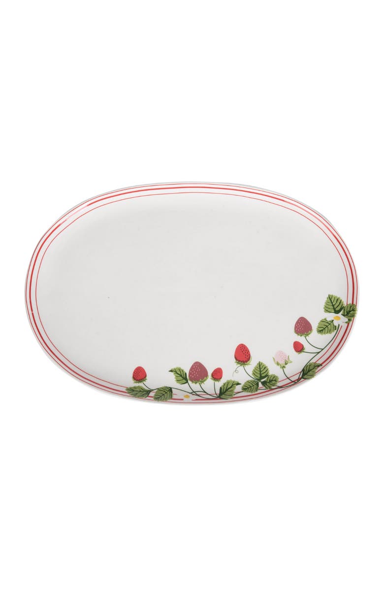 Transpac Dolomite Strawberry Platter Ceramic Serving Platter for Spring Indoor Use Gift Giving and Entertaining Dishwasher Safe, Main, color, White