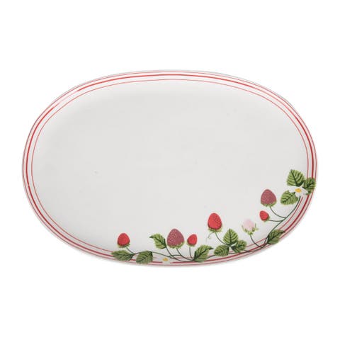 Dolomite Strawberry Platter Ceramic Serving Platter for Spring Indoor Use Gift Giving and Entertaining Dishwasher Safe