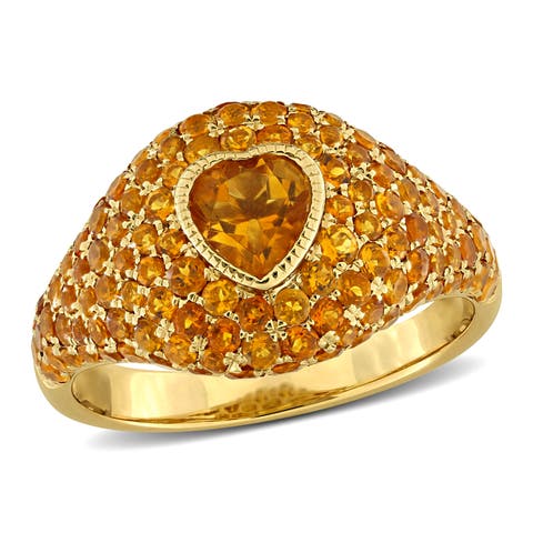 Citrine Heart Cluster Cocktail Ring 14k