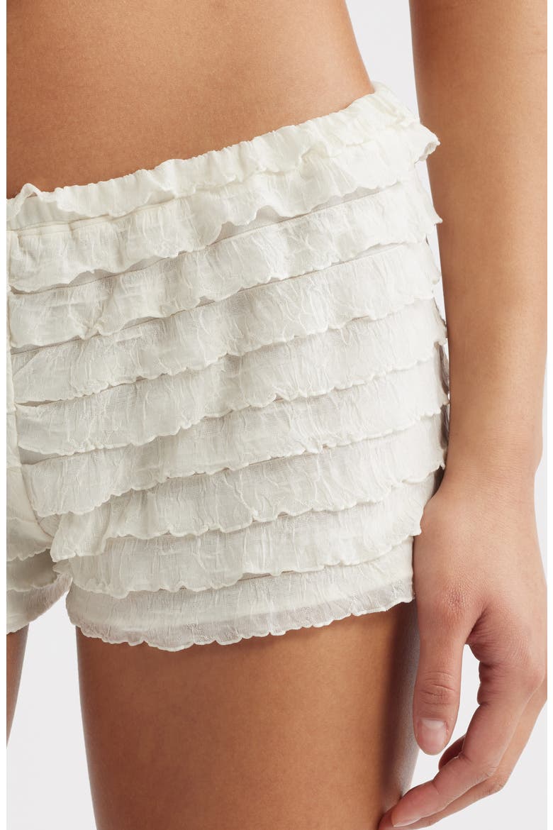 Fia Tiered Ruffle Shorts, Alternate, color, OFF WHITE