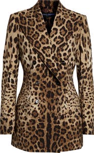 Dolce&Gabbana Leopard Print Stretch Wool Blazer