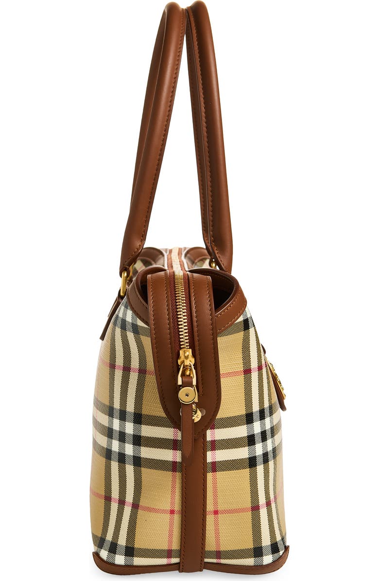 Burberry Small Check Coated Canvas Zip Tote, Alternate, color, Archive Beige