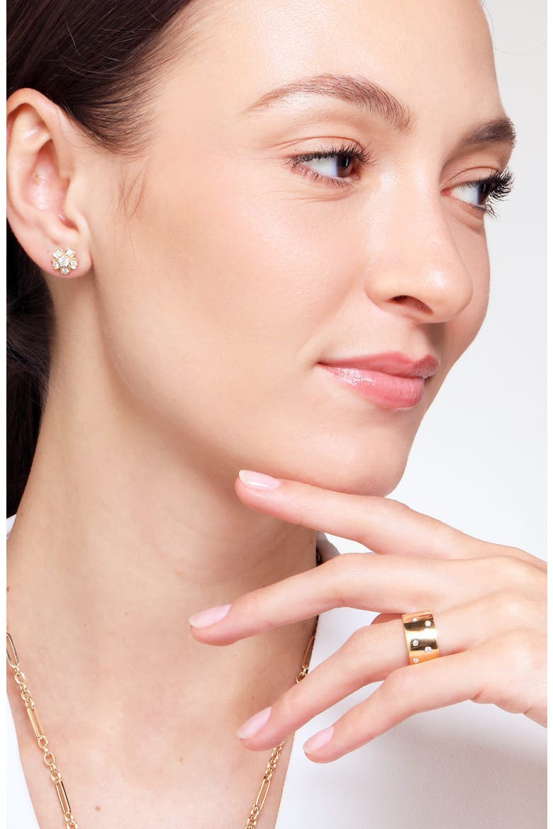 Diamond Flower Studs, Alternate, color, Diamond