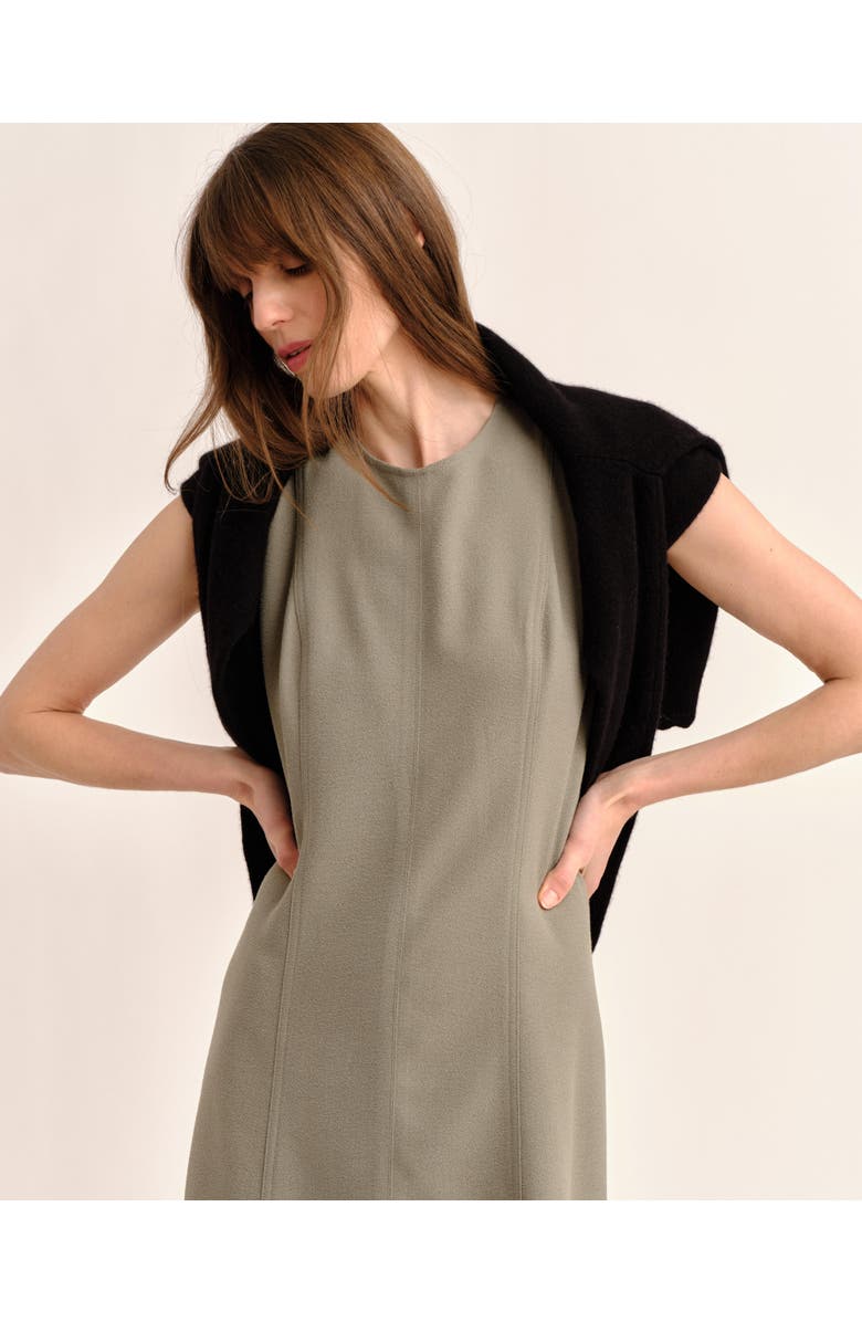 Cartolina Rain Pebbled Crepe Midi Dress, Alternate, color, Moss