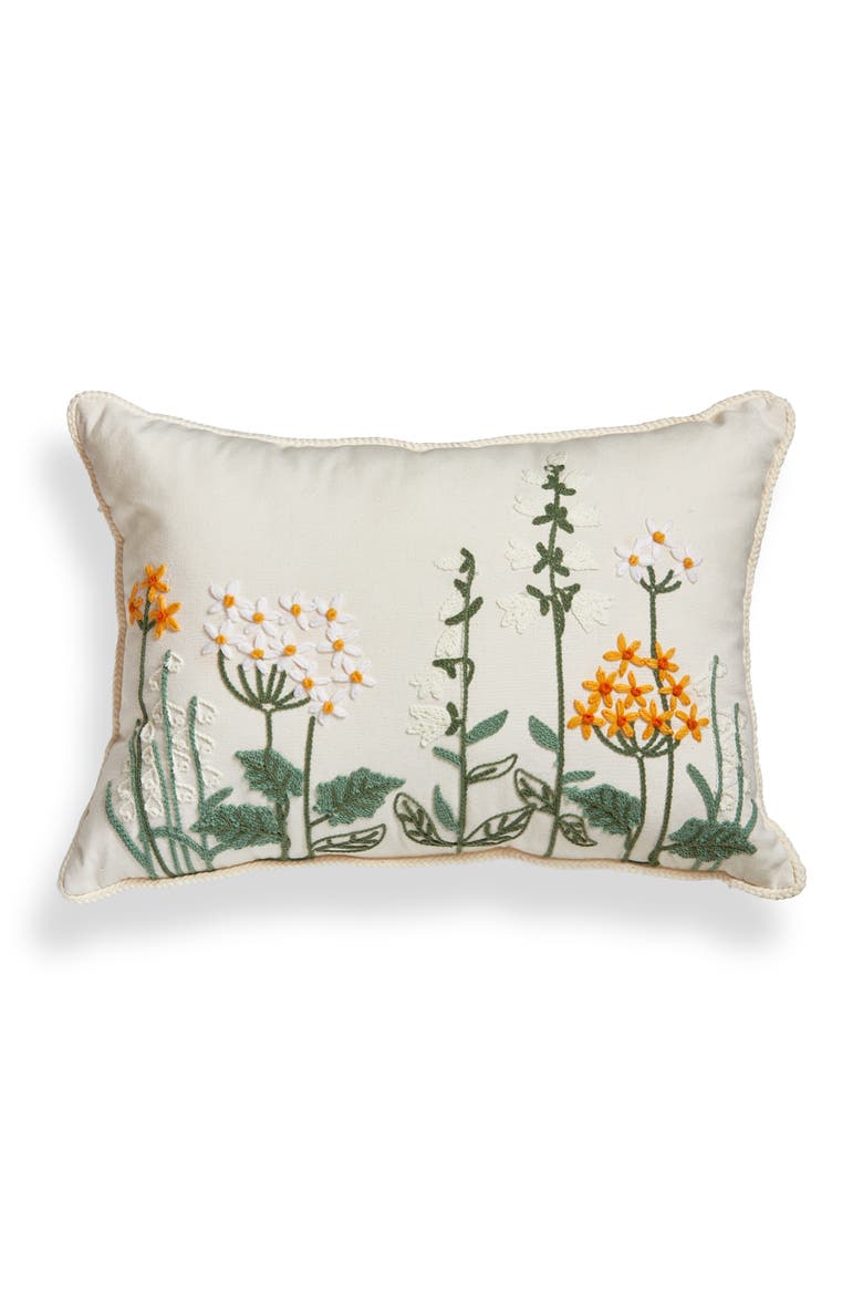 Cozy Cocoon Embroidered Lumbar Pillow Multi 20 x 14 x 3 in, Main, color, Yellow