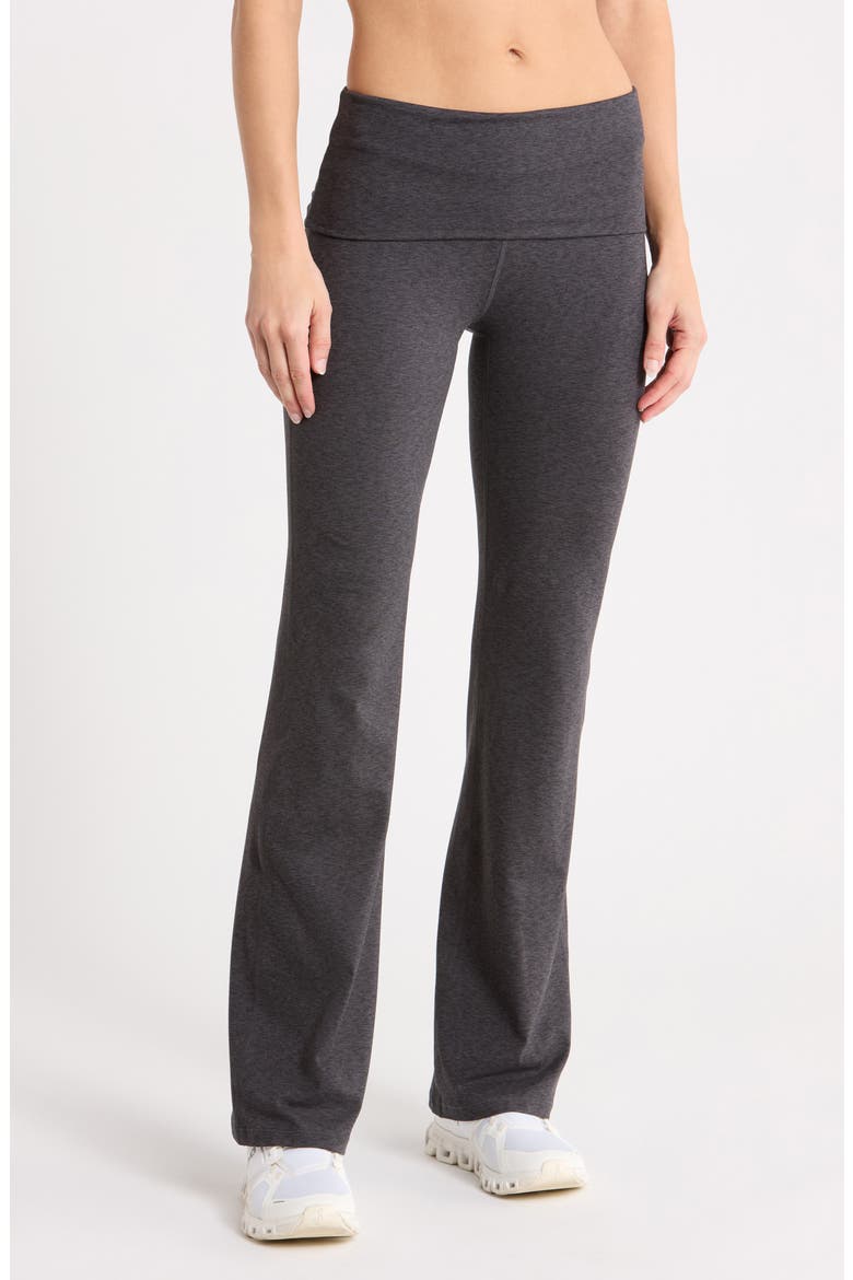 Aura Foldover Flare Leggings, Main, color, GREY FORGED HEATHER