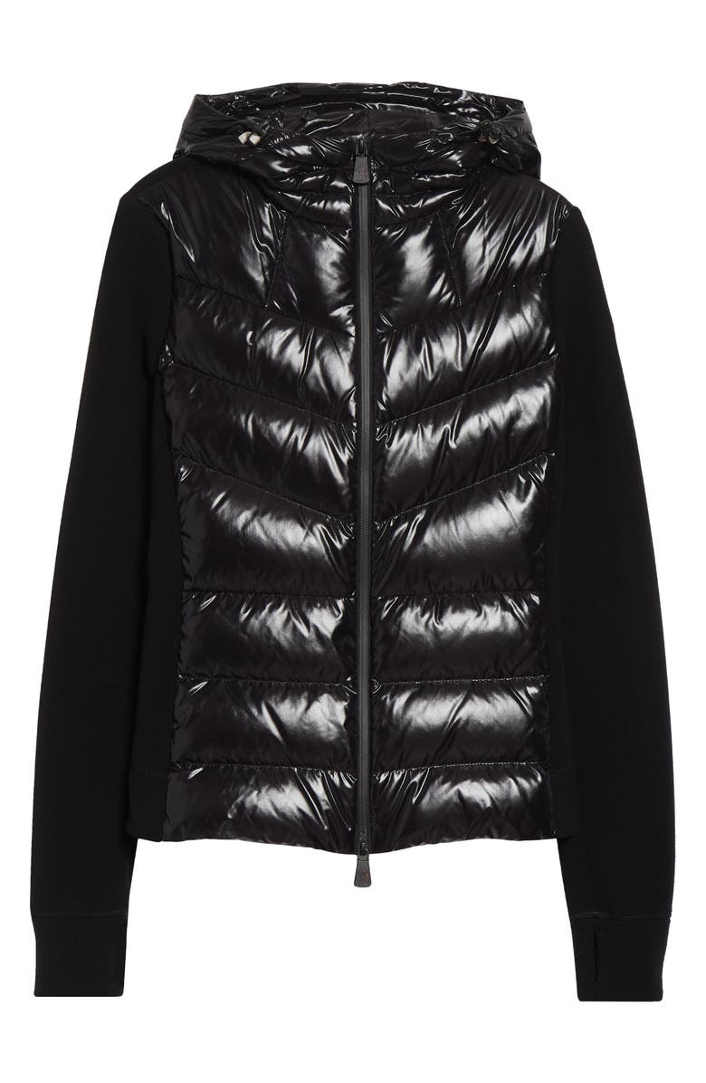 Moncler Grenoble Fleece & Quilted Down Hooded Jacket, Alternate, color, Black