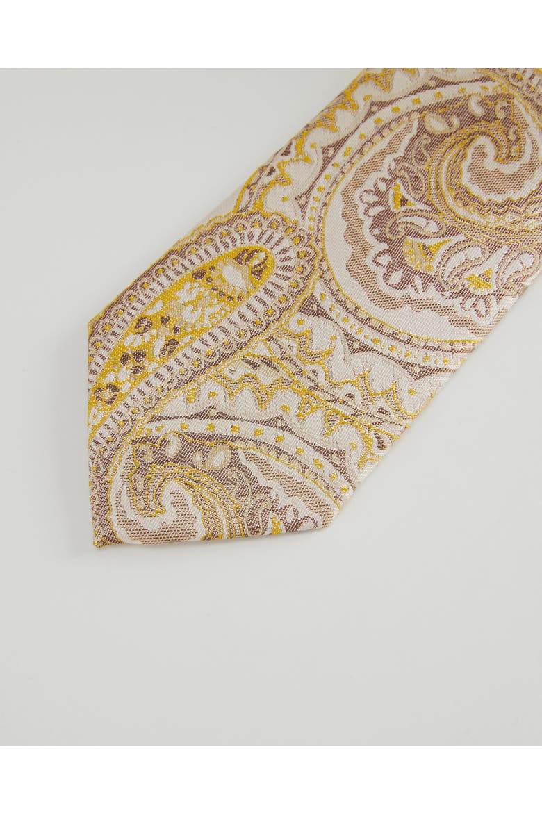 Paisley Silk Jacquard Tie, Alternate, color, Latte