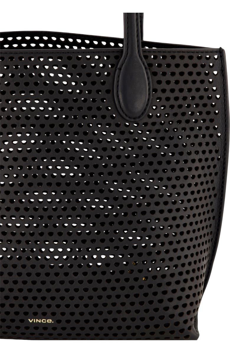 Vince Small Athene Perforated Nappa Leather Tote, Alternate, color, Black