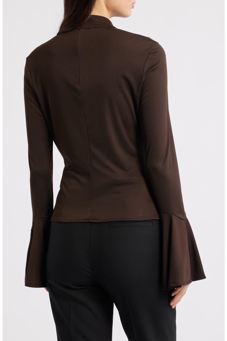 Ruched Bell Sleeve Top, Alternate, color, BROWN