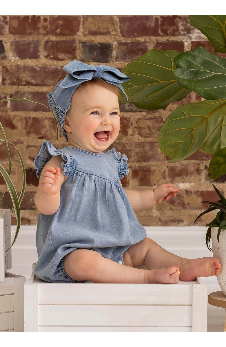 Mabel + Honey Sunset Fields Blue Baby Romper, Alternate, color, Blue