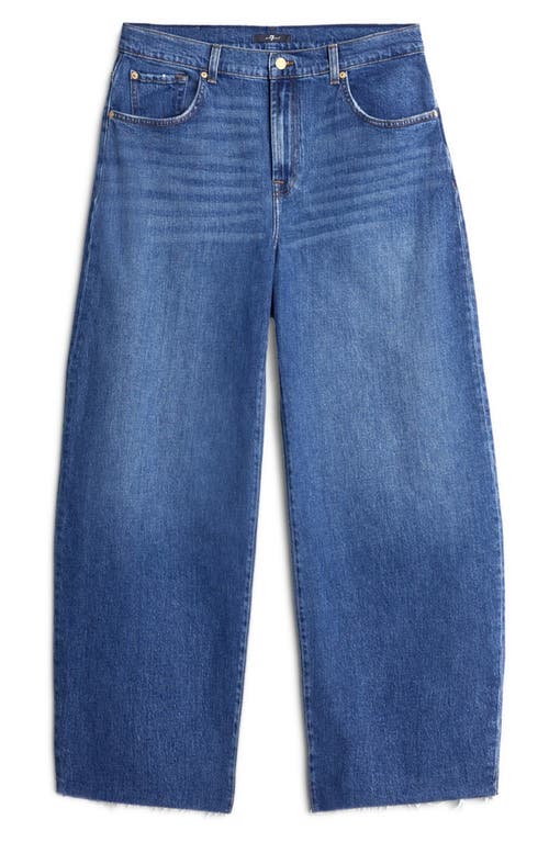 7 For All Mankind Bonnie Raw Hem High Waist Barrel Jeans In Burgundy