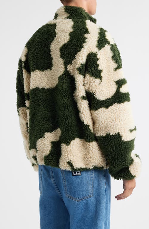 Obey Shaggy Fleece Jacket In Green