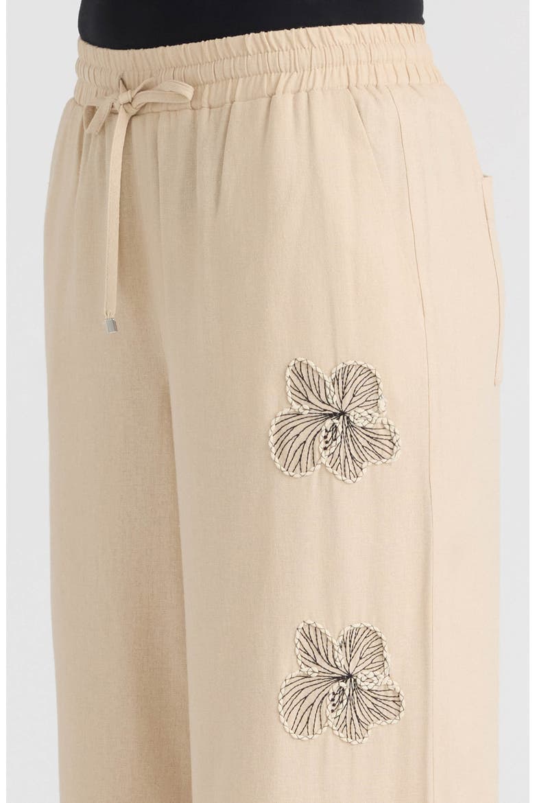 Embroidered Drawstring Pants, Alternate, color, NATURAL