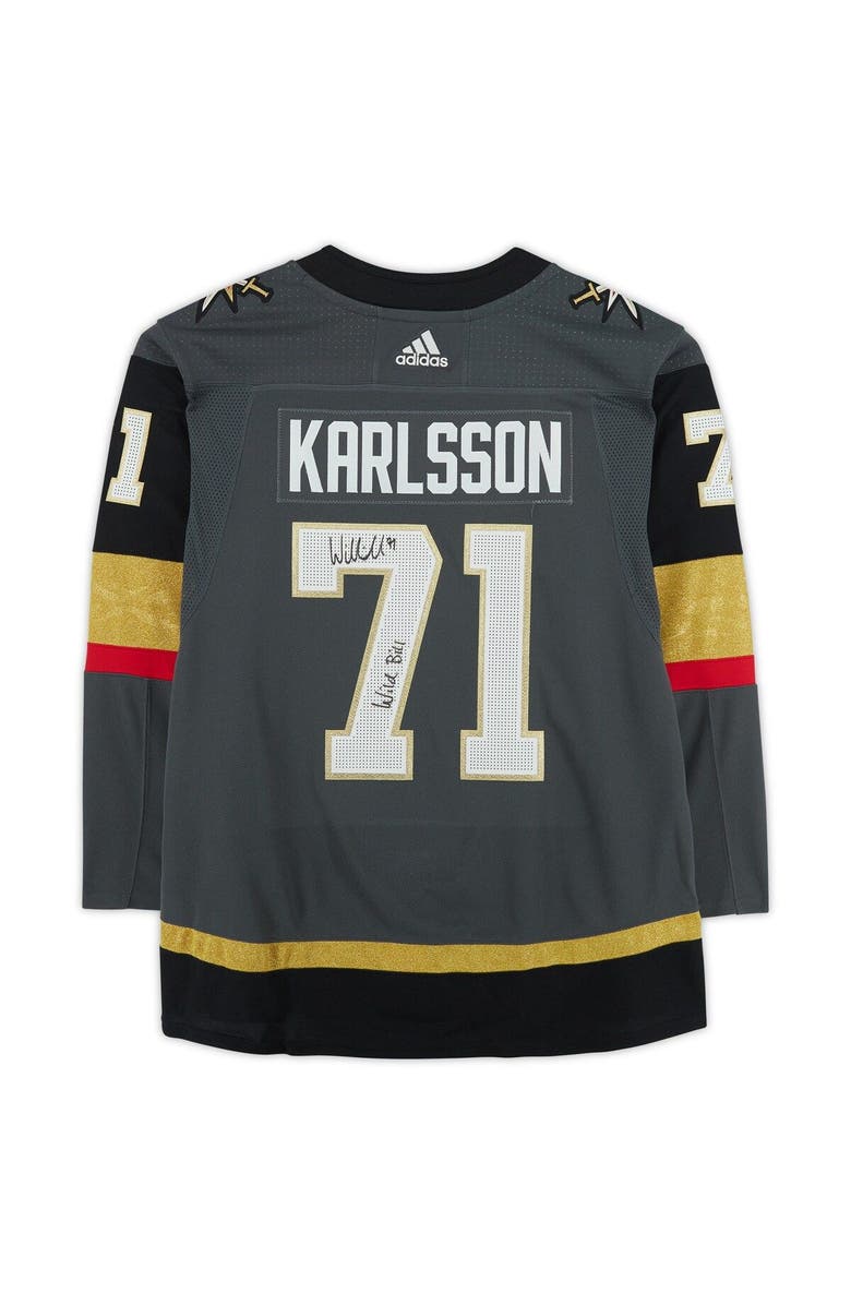 FANATICS AUTHENTIC William Karlsson Vegas Golden Knights Autographed Black Adidas Authentic Jersey with "Wild Bill" Inscription, Alternate, color, 