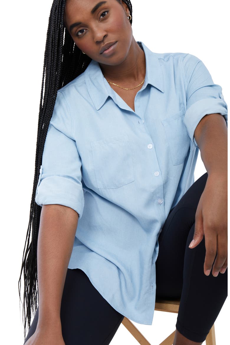 Ingrid & Isabel® Button-Up Maternity Shirt, Alternate, color, LIGHT WASH