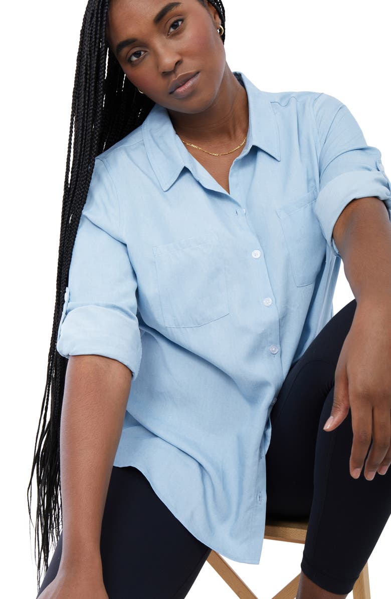 Ingrid & Isabel<sup>®</sup> Button-Up Maternity Shirt, Alternate, color, Light Wash