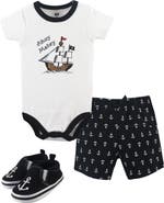 Hudson Baby Cotton Bodysuit, Shorts and Shoe Set