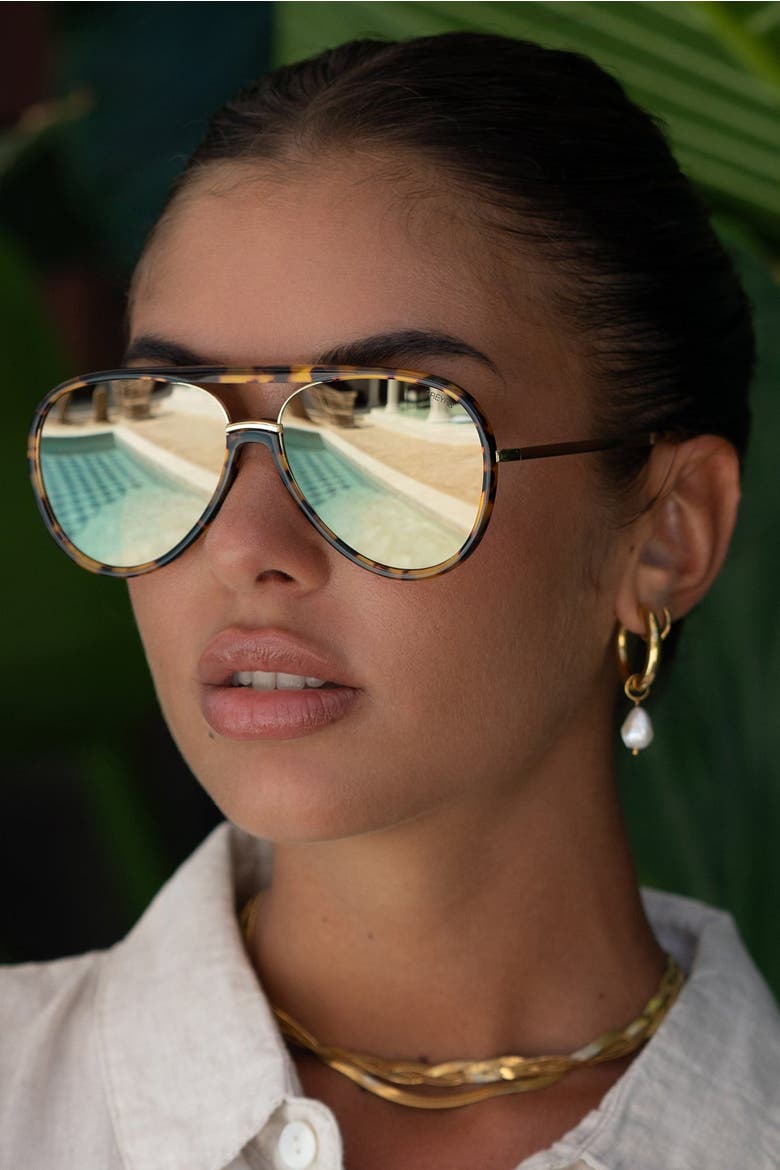Shay Aviator Sunglasses, Alternate, color, Tortoise / Gold Mirrored
