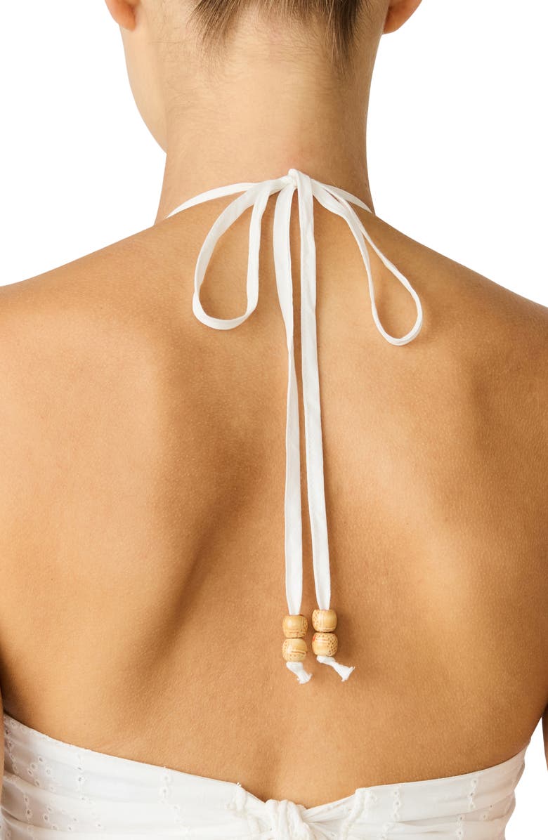 Steve Madden Dalina Eyelet Embroidery Halter Dress, Alternate, color, Birch White