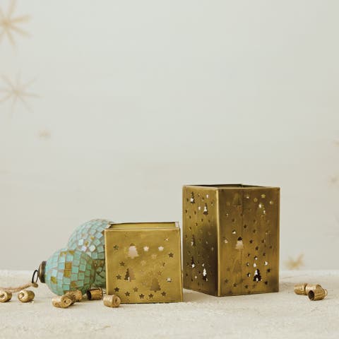 Iron Tealight Holder with Woodland Cut-Outs