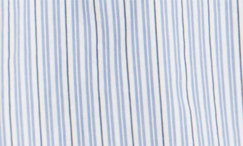 Caslonr Caslon(r) Stripe Ruffle Sleeve Shirt In White- Navy Cill Stripe