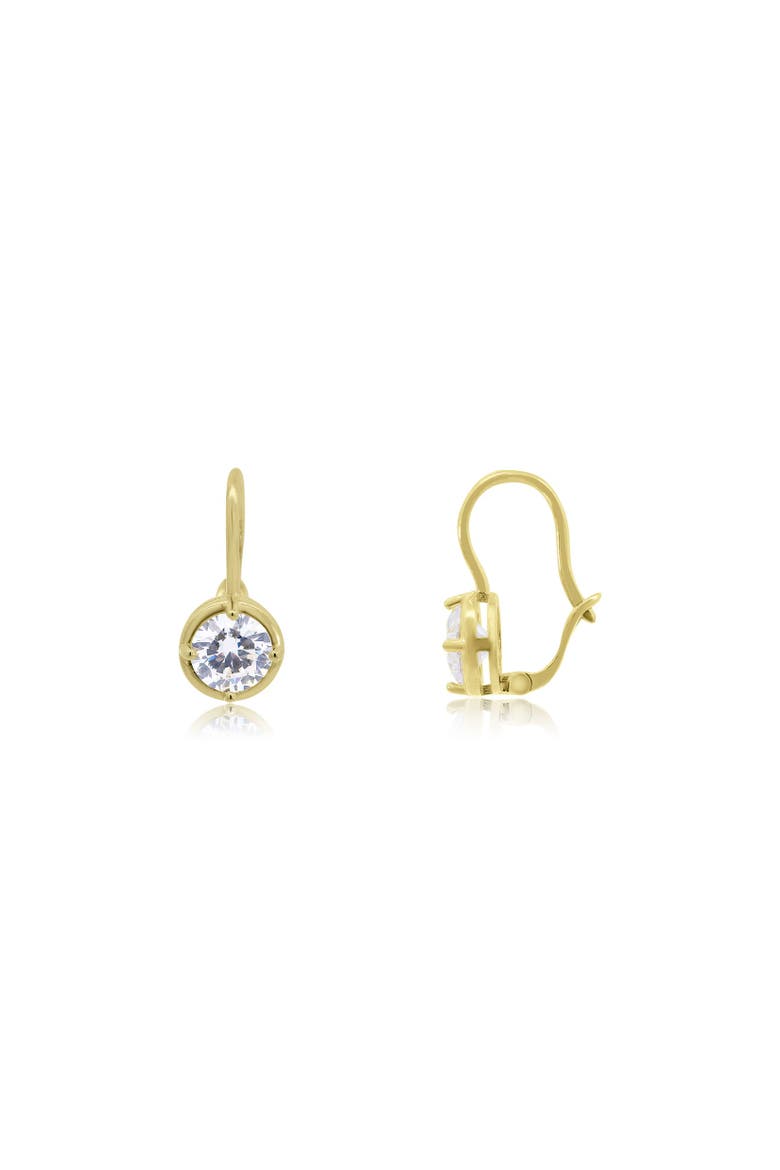 CZ Round Drop Hook Earrings, Main, color, Gold Plated Sterling Silver