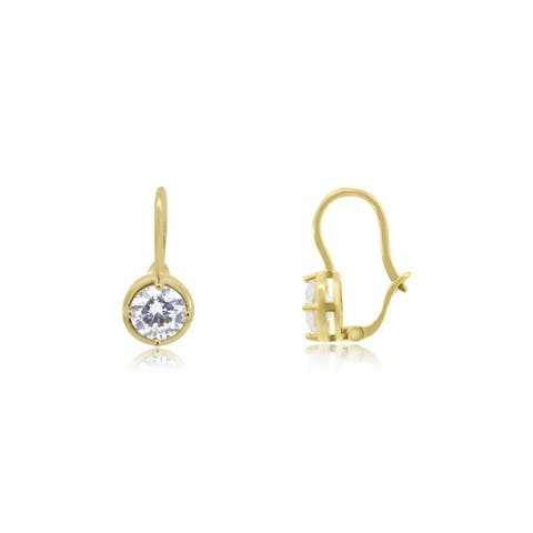 CZ Round Drop Hook Earrings