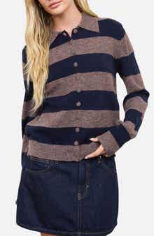 Striped Collared Cardigan