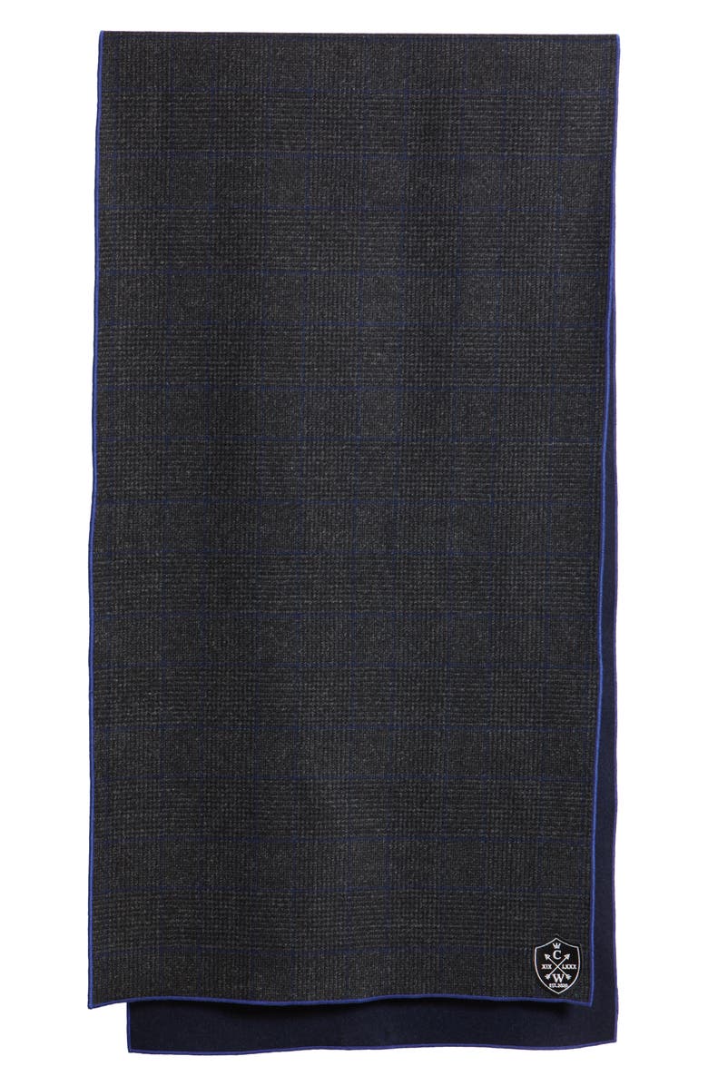 CLIFTON WILSON Glen Plaid Double Face Wool Scarf, Alternate, color, Charcoal