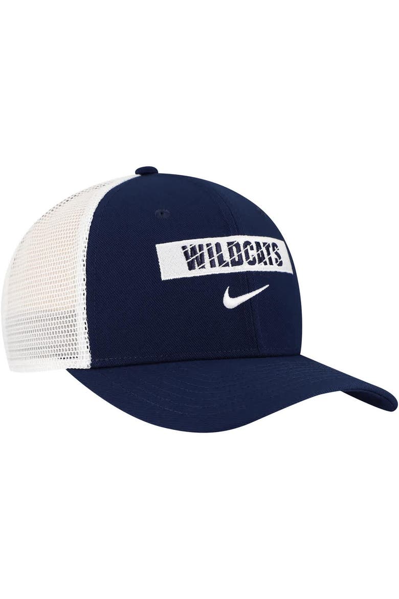 Men's Nike Navy New Hampshire Wildcats 2024/25 Sideline Rise Trucker Adjustable Hat, Alternate, color, Navy