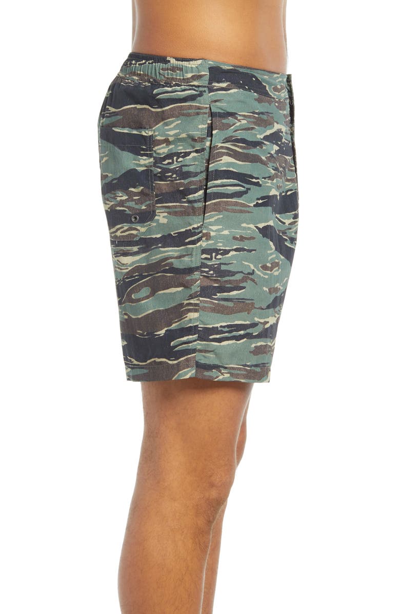 AllSaints Tirador Camo Swim Trunks, Alternate, color, 
