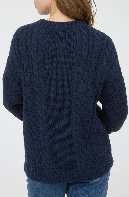 Blu Pepper Cable Stitch Crewneck Sweater In Blue