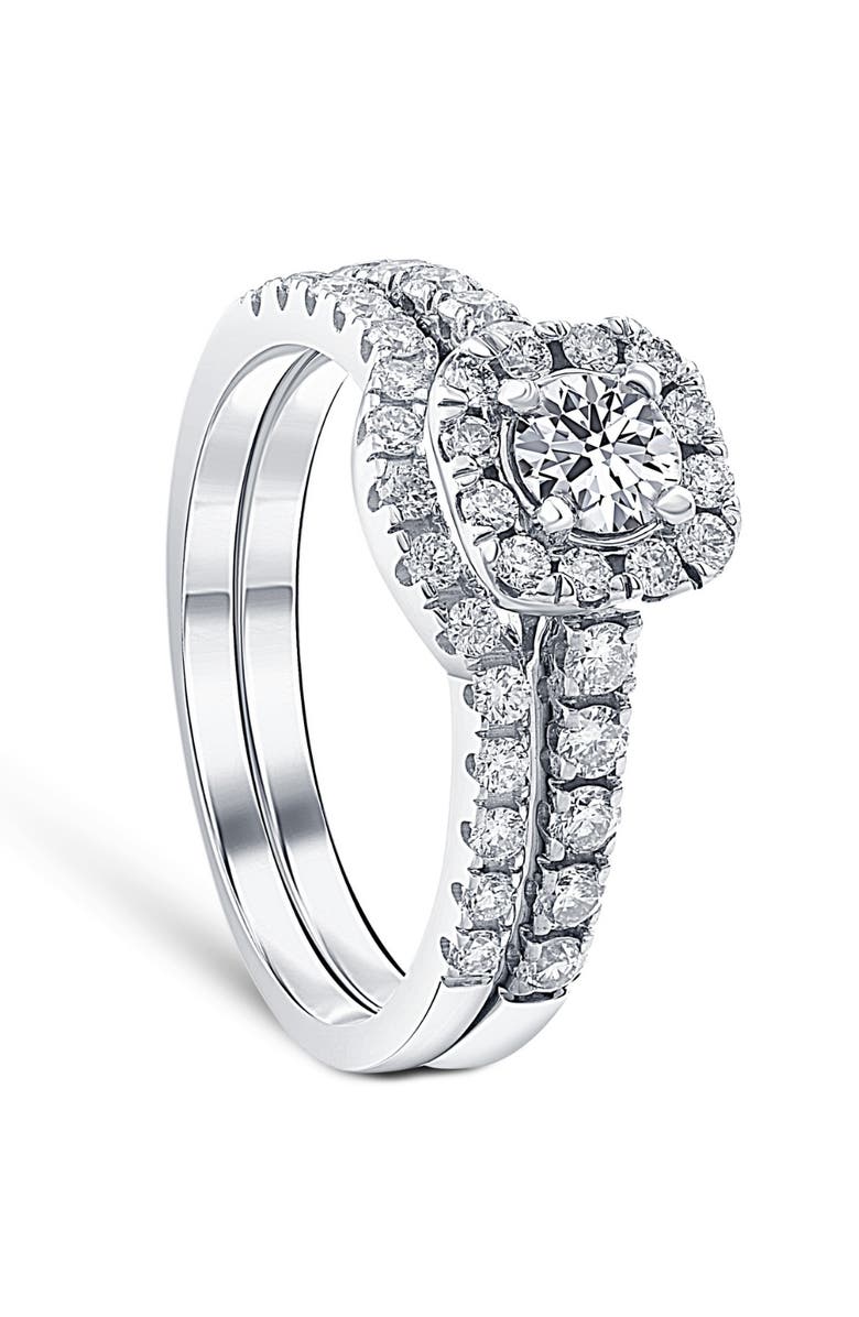 Bliss Diamond 3/4Ct Cushion Halo Diamond Engagement Wedding Ring Set Gold Lab Grown, Alternate, color, 