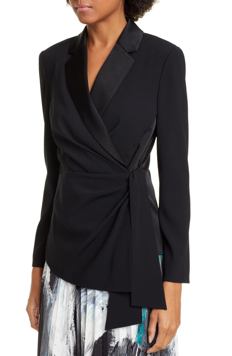 DVF Lana Satin Shawl Collar Wrap Blouse, Alternate, color, 