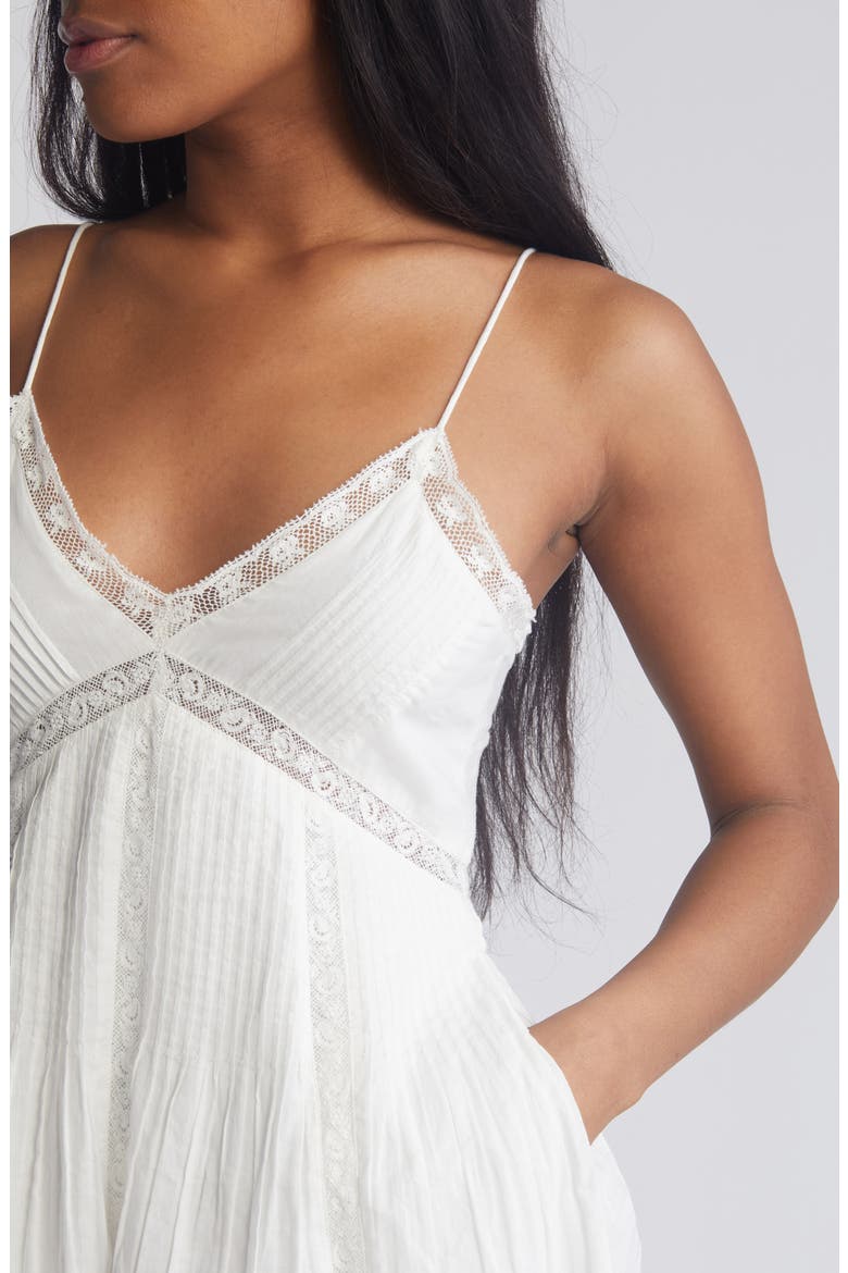 Docila Lace & Pintuck Detail Cotton Minidress, Alternate, color, WHITE