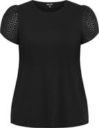 City Chic Linny Eyelet Sleeve Cotton Top