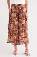 Vince Camuto Floral Drawstring Waist Crop Wide Leg Pants