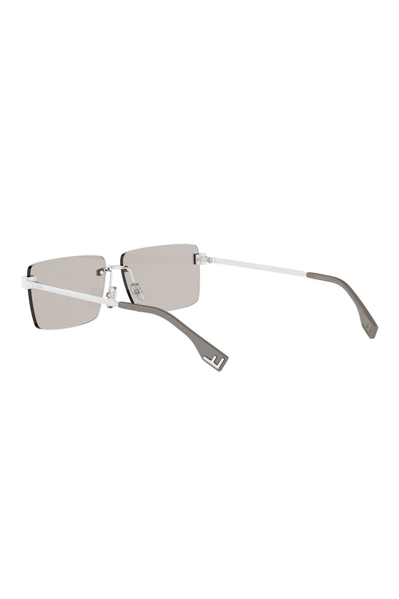 Sky Rimless Rectangular Sunglasses, Alternate, color, SHINY PALLADIUM / BROWN MIRROR
