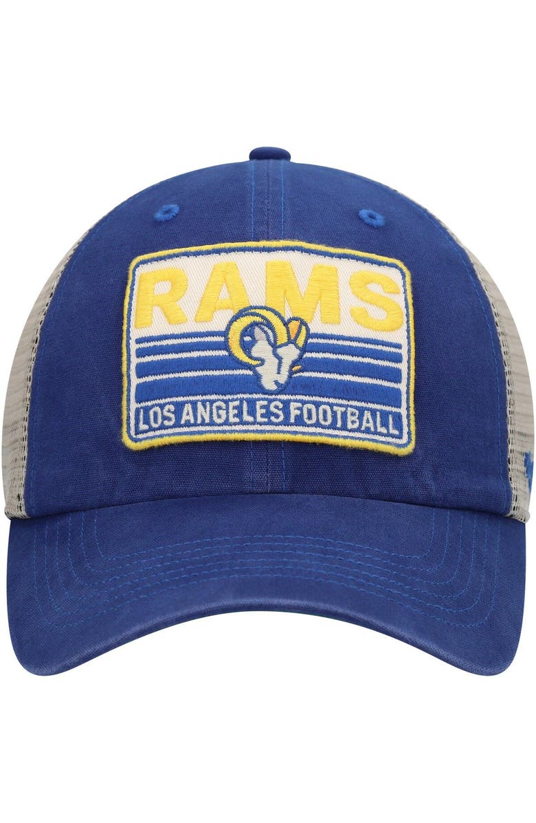 '47 Men's '47 Royal/Natural Los Angeles Rams Four Stroke Clean Up Snapback Hat, Alternate, color,