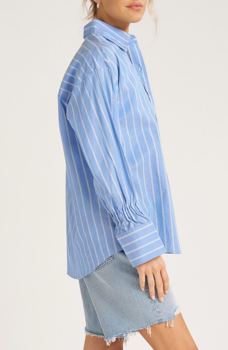 matty m. Genevieve Stripe Button-Up Top, Alternate, color, French Blue