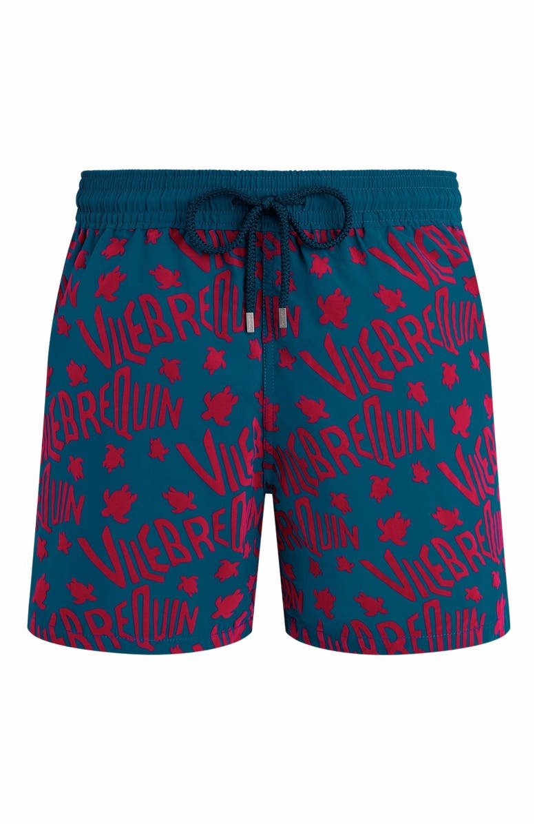 Vilebrequin Men's Ronde Des Tortues Logo Swim Trunks, Alternate, color, Paon